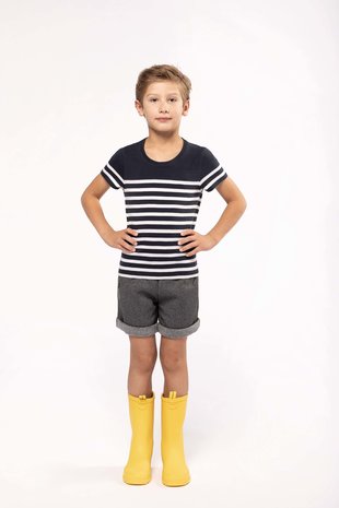 Kariban Eco-Friendly  Marine-t-shirt KIDS Wit-Navy Kariban Eco-Friendly  Marine-t-shirt KIDS Wit-Navy