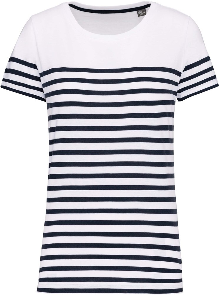 Kariban Eco-Friendly  Marine-t-shirt DAMES  Wit-Navy Kariban Eco-Friendly  Marine-t-shirt DAMES  Wit-Navy