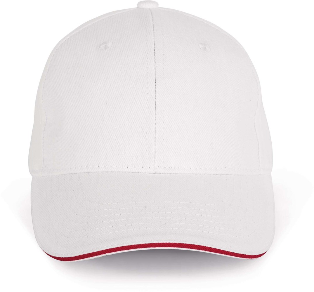 K-Up Cap van 100% Biokatoen kleur Wit-Hibiscus Rood K-Up Cap van 100% Biokatoen kleur Wit-Hibiscus Rood