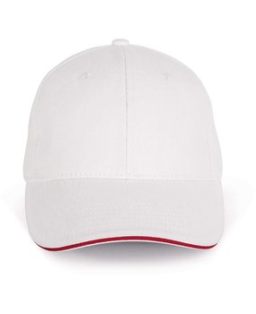 K-Up Cap van 100% Biokatoen kleur Wit-Hibiscus Rood K-Up Cap van 100% Biokatoen kleur Wit-Hibiscus Rood