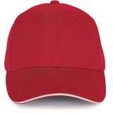 K-Up Cap van 100% Biokatoen kleur Hibiscus red-White K-Up Cap van 100% Biokatoen kleur Hibiscus red-White