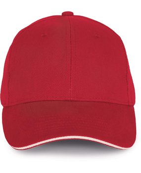 K-Up Cap van 100% Biokatoen kleur Hibiscus red-White K-Up Cap van 100% Biokatoen kleur Hibiscus red-White