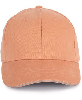 K-Up Cap van 100% Biokatoen kleur Peach-Metalgrey K-Up Cap van 100% Biokatoen kleur Peach-Metalgrey
