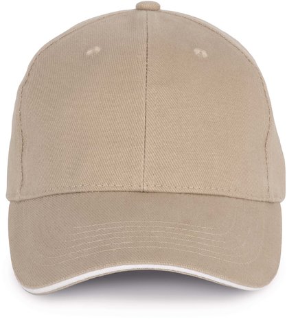 K-Up Cap van 100% Biokatoen kleur Wetsand-White K-Up Cap van 100% Biokatoen kleur Wetsand-White