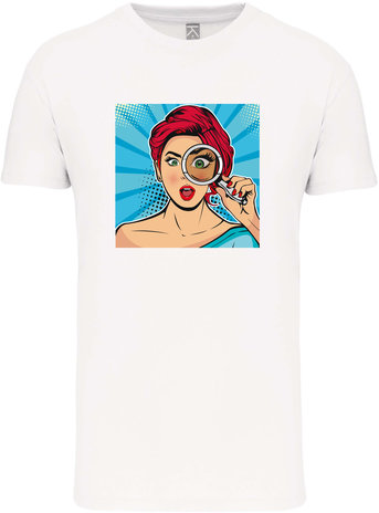 Kariban Bio-katoen UNI T-shirt met opdruk │Vrouw met Loep Kariban Bio-katoen UNI T-shirt met opdruk │Vrouw met Loep