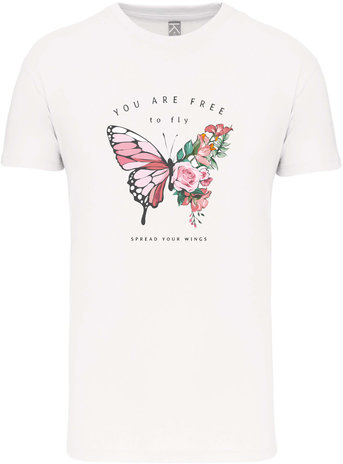 Kariban Bio-katoen T-shirt met opdruk in UNI model │Free to Fly