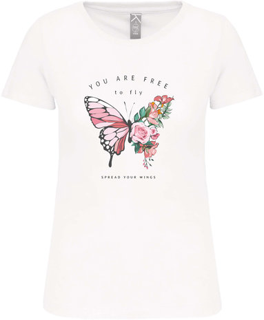 Kariban Bio-katoen T-shirt met opdruk in Dames model │Free to Fly Kariban Bio-katoen T-shirt met opdruk in Dames model │Free to Fly