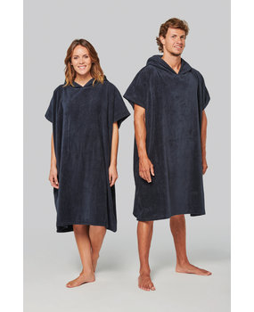 Proact Uniseks poncho met capuchon van badstof kleur navy