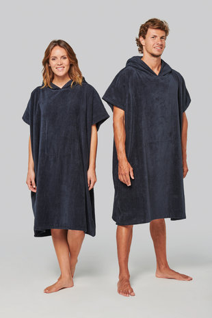 Proact Uniseks poncho met capuchon van badstof kleur navy Proact Uniseks poncho met capuchon van badstof kleur navy