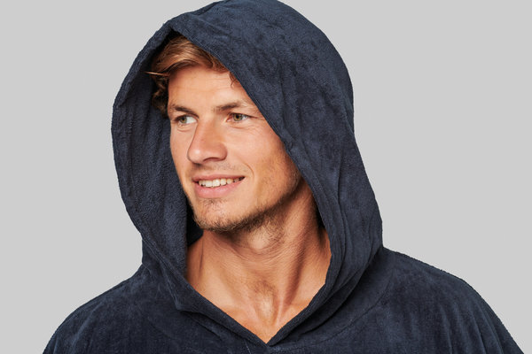 Proact Uniseks poncho met capuchon van badstof kleur navy Proact Uniseks poncho met capuchon van badstof kleur navy