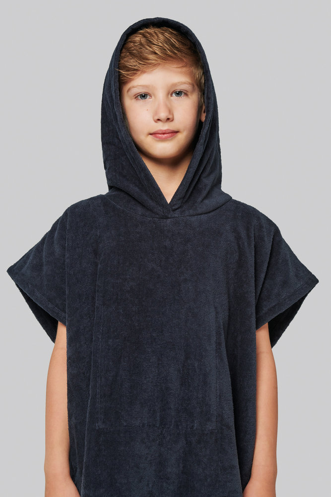 Proact Kids poncho met capuchon van badstof kleur navy