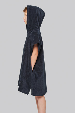 Proact Kids poncho met capuchon van badstof kleur navy