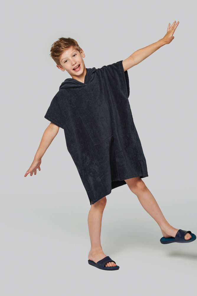 Proact Kids poncho met capuchon van badstof kleur navy