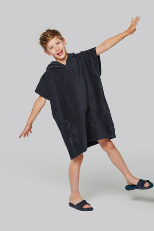 Proact Kids poncho met capuchon van badstof kleur navy