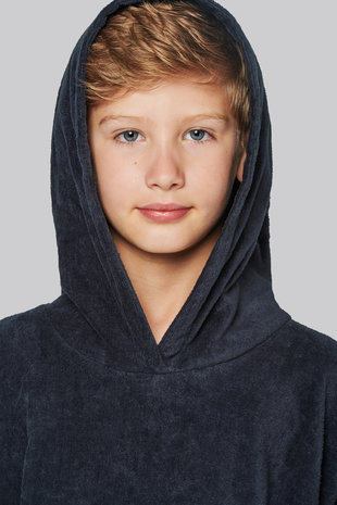 Proact Kids poncho met capuchon van badstof kleur navy