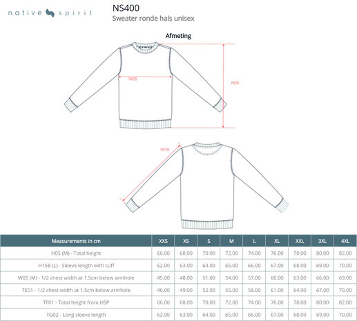 Native Spirit Native Spirit BIO Sweater│UNI│Zware kwaliteit│Ivory