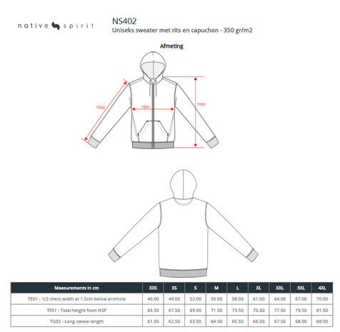 Native Spirit Native Spirit BIO Hoodie met rits│UNI│Zware kwaliteit│Black