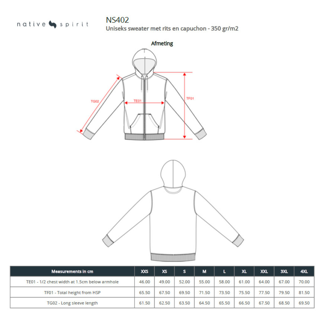 Native Spirit Native Spirit BIO Hoodie met rits│UNI│Zware kwaliteit│Light Olive Green