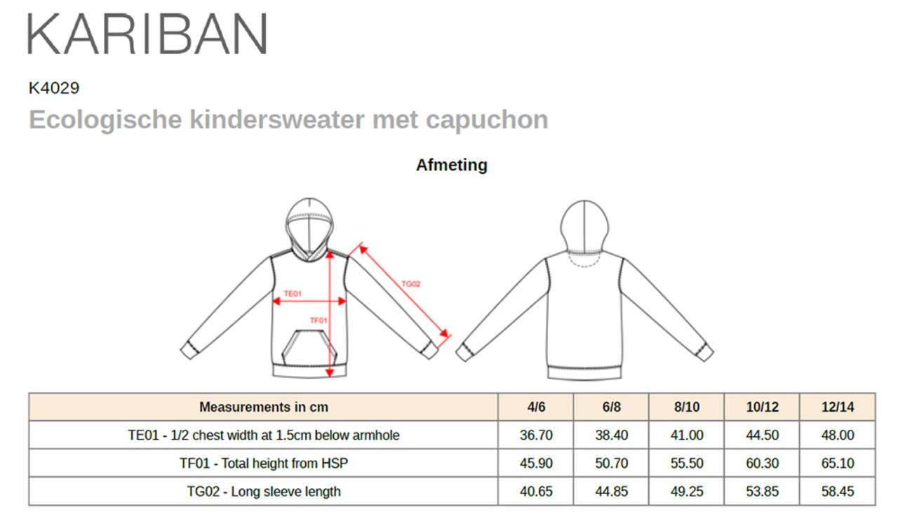 Kariban Eco-Friendly hoodie Kids Red Kariban Eco-Friendly hoodie Kids Red