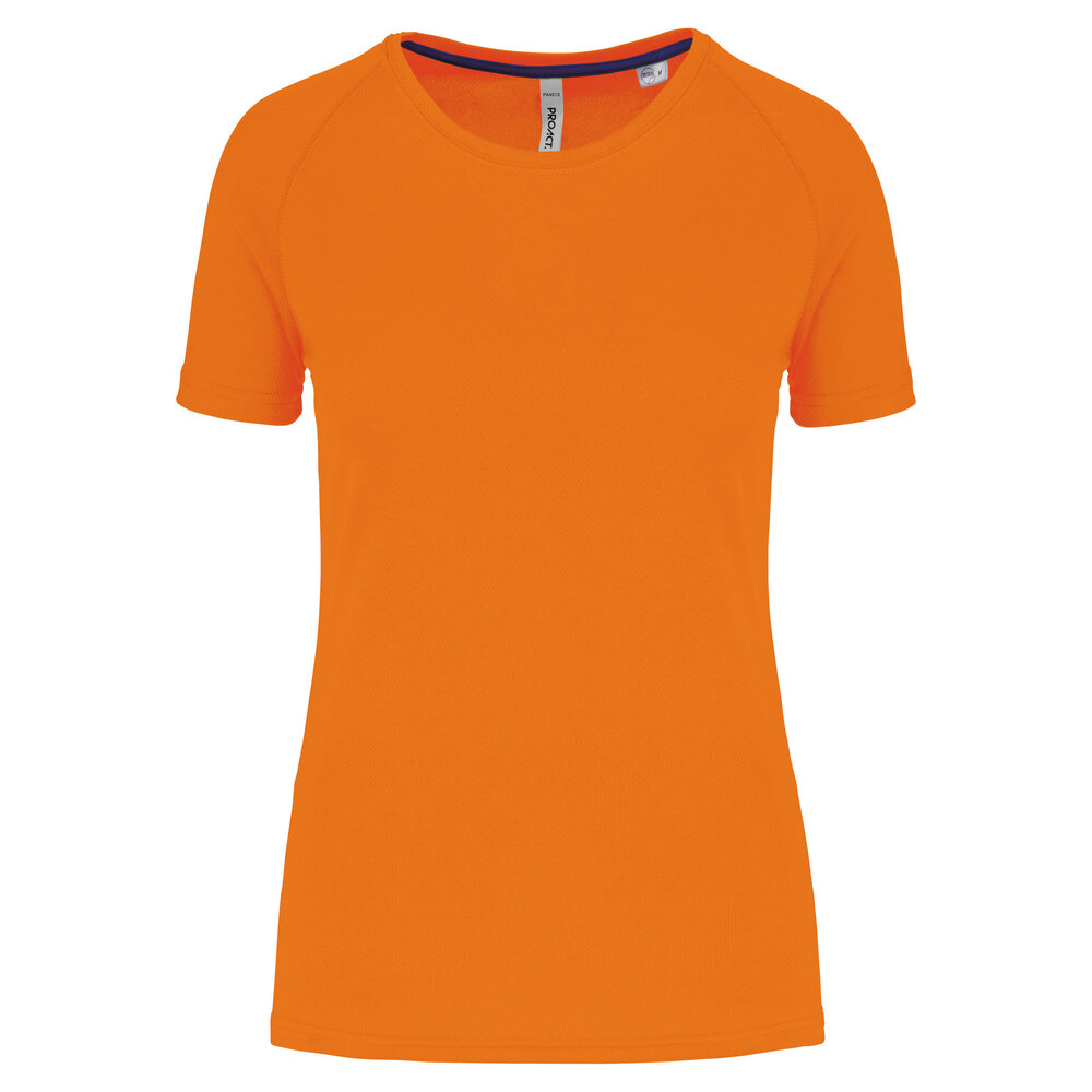 Proact Gerecycled damessport-T-shirt met ronde hals-Fluo oranje Proact Gerecycled damessport-T-shirt met ronde hals-Fluo oranje