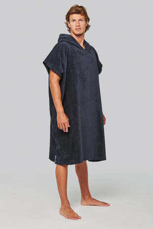 Proact Uniseks poncho met capuchon van badstof kleur zwart