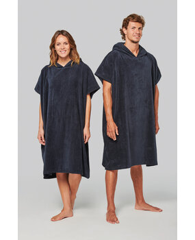 Proact Uniseks poncho met capuchon van badstof kleur zwart