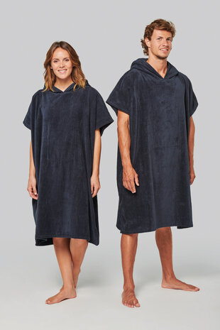Proact Uniseks poncho met capuchon van badstof kleur zwart