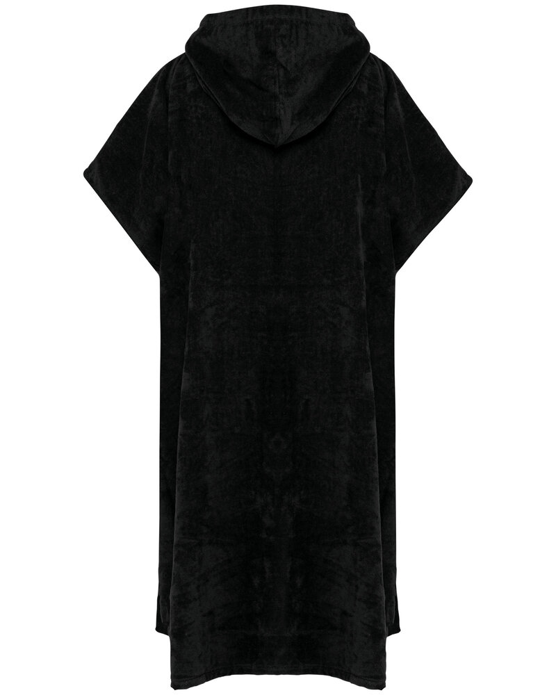 Proact Uniseks poncho met capuchon van badstof kleur zwart