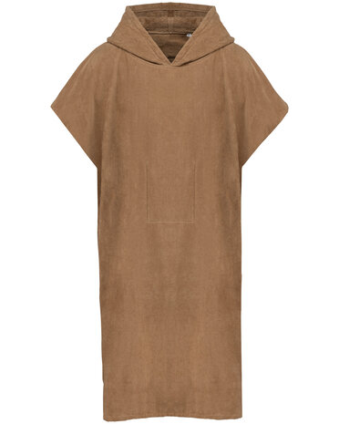 Proact Uniseks poncho met capuchon van badstof kleur Camel Proact Uniseks poncho met capuchon van badstof kleur Camel