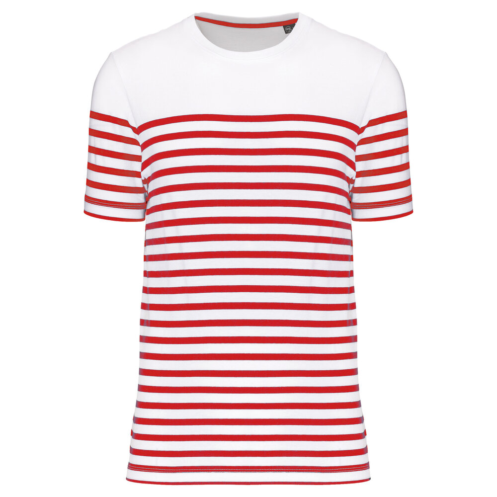 Kariban Eco-Friendly Marine-t-shirt HEREN Wit - Rood Kariban Eco-Friendly Marine-t-shirt HEREN Wit - Rood