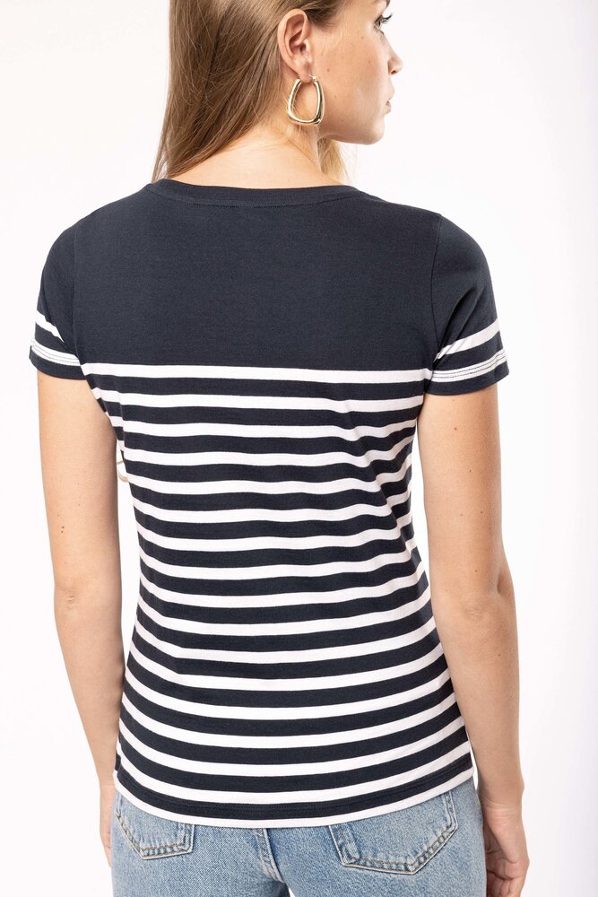 Kariban Eco-Friendly  Marine-t-shirt DAMES  Wit - Royalblue Kariban Eco-Friendly  Marine-t-shirt DAMES  Wit - Royalblue