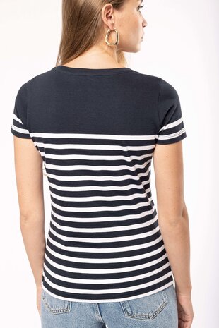 Kariban Eco-Friendly  Marine-t-shirt DAMES  Wit - Royalblue Kariban Eco-Friendly  Marine-t-shirt DAMES  Wit - Royalblue