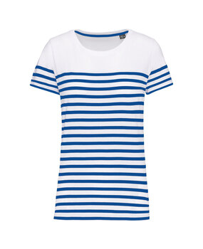 Kariban Eco-Friendly  Marine-t-shirt DAMES  Wit - Royalblue Kariban Eco-Friendly  Marine-t-shirt DAMES  Wit - Royalblue