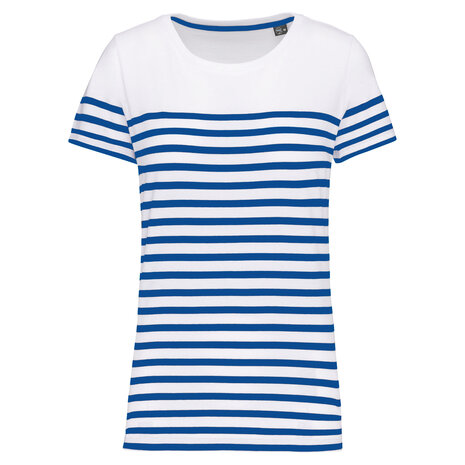 Kariban Eco-Friendly  Marine-t-shirt DAMES  Wit - Royalblue Kariban Eco-Friendly  Marine-t-shirt DAMES  Wit - Royalblue