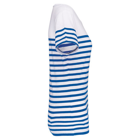 Kariban Eco-Friendly  Marine-t-shirt DAMES  Wit - Royalblue Kariban Eco-Friendly  Marine-t-shirt DAMES  Wit - Royalblue