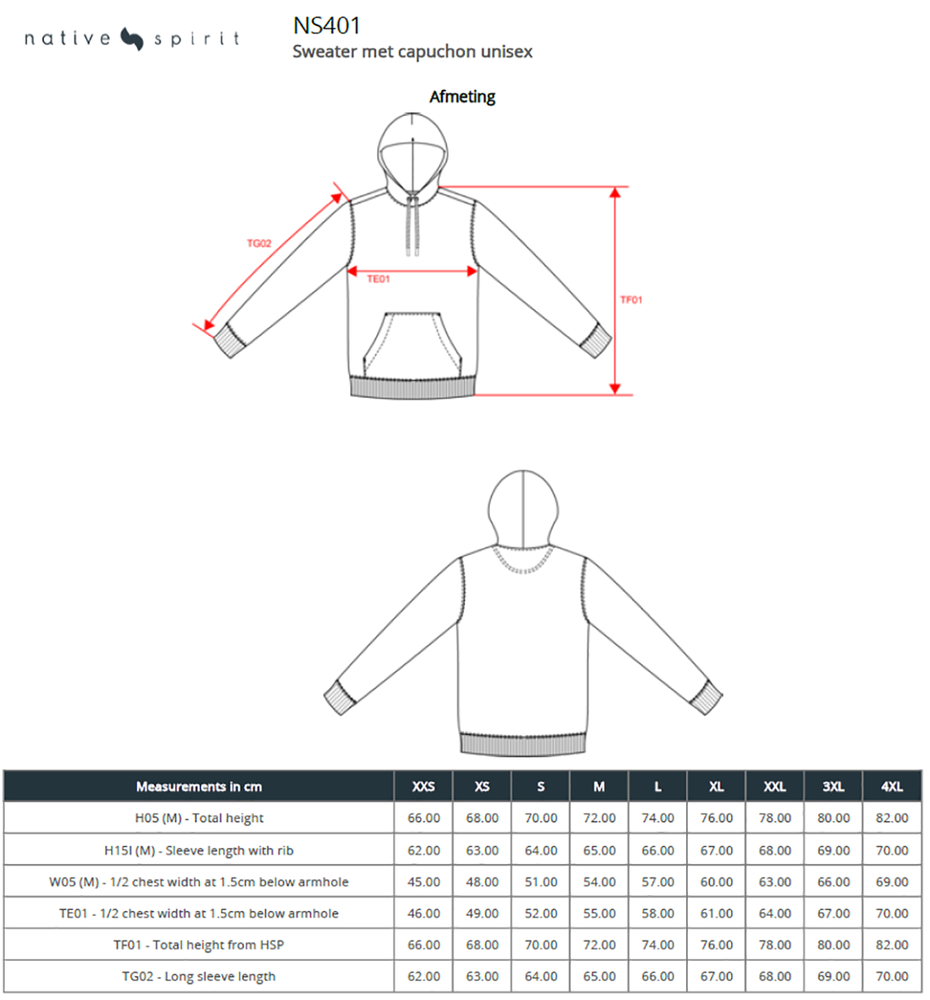 Native Spirit Native Spirit BIO Hoodie│UNI│Zware kwaliteit│White