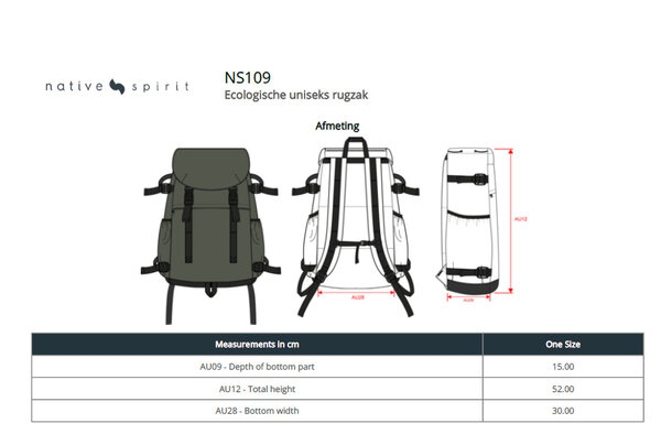 Native Spirit Ecologische Unisex rugzak | Black