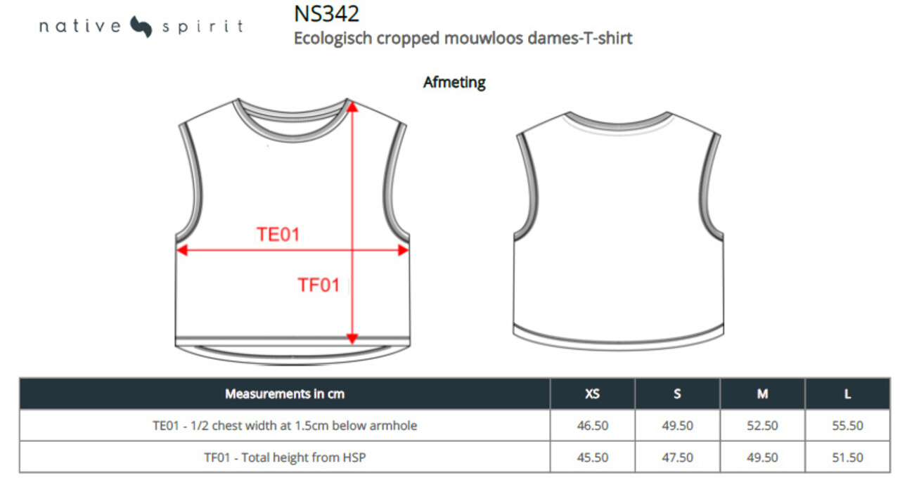 Native Spirit Eco-Friendly Dames Cropped T-shirt ronde hals | Washed coalgrey