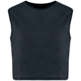 Native Spirit Eco-Friendly Dames Cropped T-shirt ronde hals | Washed coalgrey