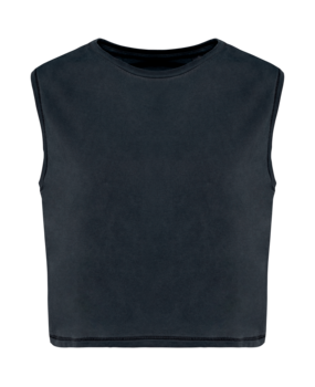 Native Spirit Eco-Friendly Dames Cropped T-shirt ronde hals | Washed coalgrey