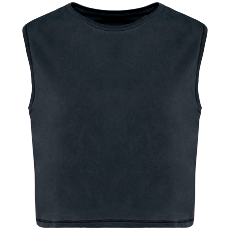 Native Spirit Eco-Friendly Dames Cropped T-shirt ronde hals | Washed coalgrey