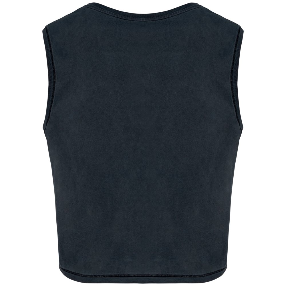 Native Spirit Eco-Friendly Dames Cropped T-shirt ronde hals | Washed coalgrey