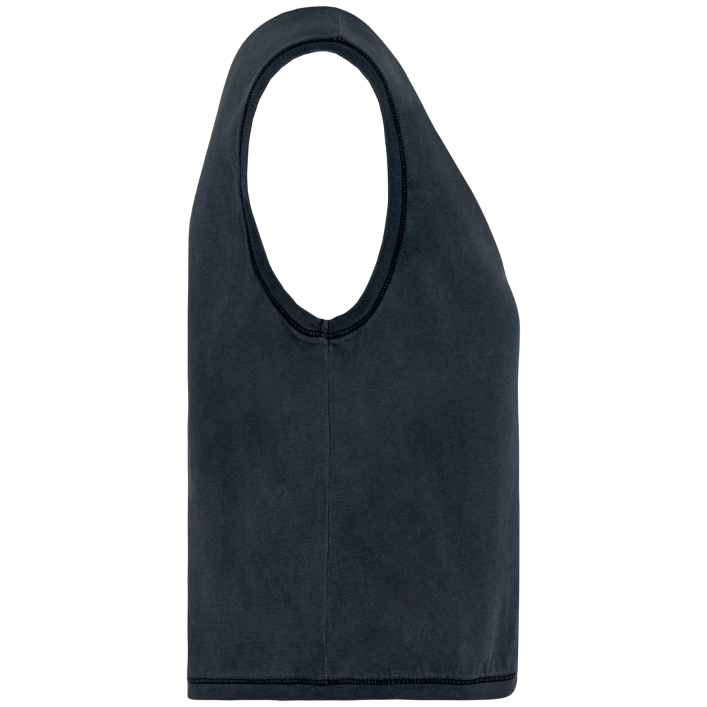 Native Spirit Eco-Friendly Dames Cropped T-shirt ronde hals | Washed coalgrey