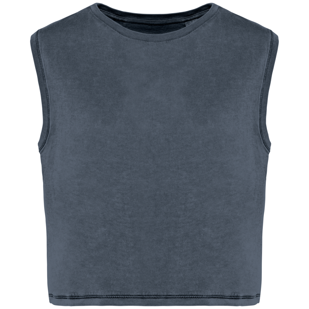 Native Spirit Eco-Friendly Dames Cropped T-shirt ronde hals | Washed Mineralgrey