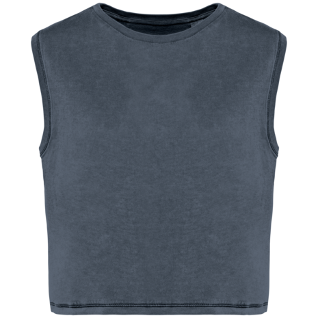 Native Spirit Eco-Friendly Dames Cropped T-shirt ronde hals | Washed Mineralgrey