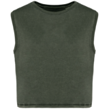 Native Spirit Eco-Friendly Dames Cropped T-shirt ronde hals | Washed Organic Khaki