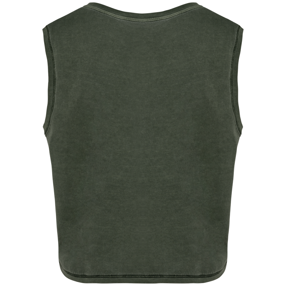 Native Spirit Eco-Friendly Dames Cropped T-shirt ronde hals | Washed Organic Khaki