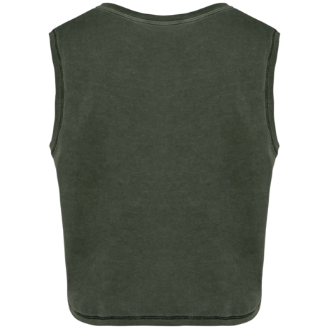 Native Spirit Eco-Friendly Dames Cropped T-shirt ronde hals | Washed Organic Khaki