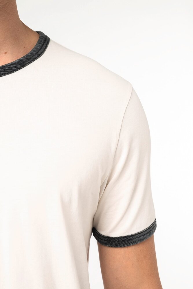 Native Spirit Ringer heren T-shirt zware kwaliteit | Ivory -Washed Black