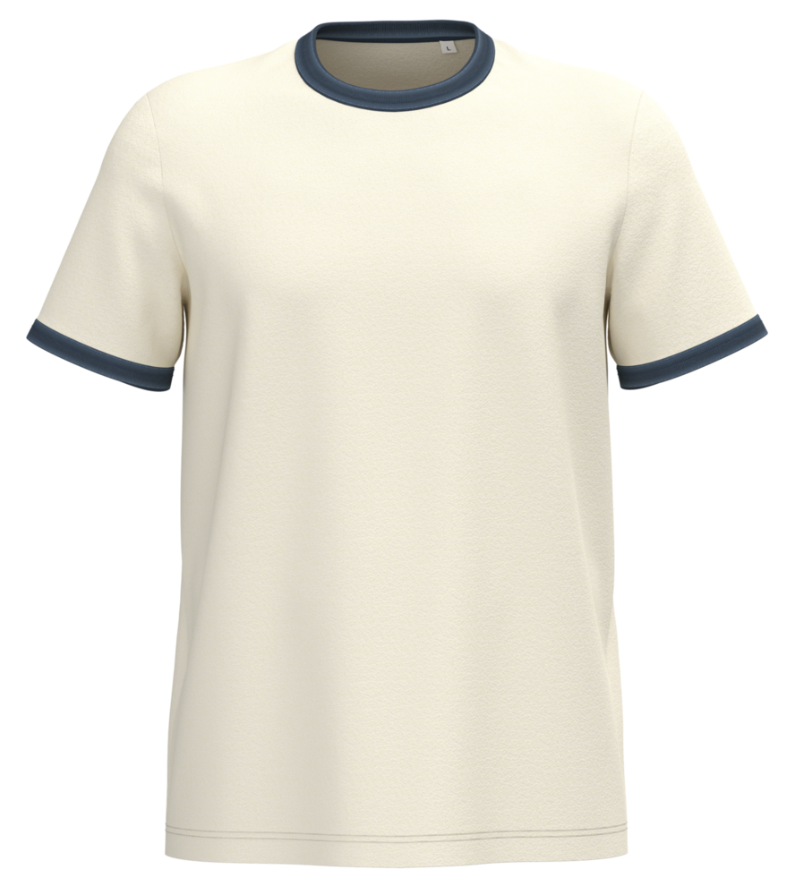 Native Spirit Ringer heren T-shirt zware kwaliteit | Ivory -Washed Navyblue